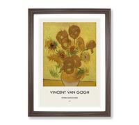Fifteen Sunflowers By Vincent Van Gogh Exhibition Museum Painting Framed Print | A3 Walnut Framed Wall Art | Ready to Hang | Modern Historical Picture | Living Room Bedroom Lounge Office