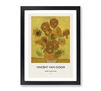 Fifteen Sunflowers By Vincent Van Gogh Exhibition Museum Painting Framed Print | A4 Black Framed Wall Art | Ready to Hang | Modern Historical Picture | Living Room Bedroom Lounge Office