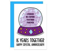 Fifteenth Anniversary Card, Wedding Anniversary A6 Card, Crystal Anniversary, Funny Card, Fortune Telling Card, Card for Husband, Card for Wife, Fifteen Year Card (Crystal 15 Year)