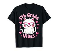 Fifth 5th Grade Vibes Back to School Cute Cat Cute For Girls T-Shirt