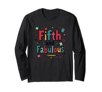 Fifth and Fabulous School Celebration Fun Long Sleeve T-Shirt, Adult Unisex, Black, M