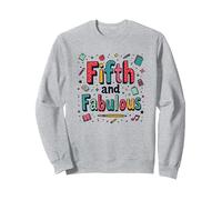Fifth and Fabulous School Celebration Fun Sweatshirt, Adult Unisex, Heather Grey, M