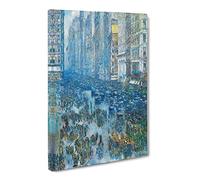 Fifth Avenue By Childe Hassam Canvas Print | Gallery Wrapped 30mm Frame Wall Art | 30x20 inches | Ready to Hang | Classic Picture | Living Room Bedroom Lounge Office