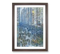 Fifth Avenue by Childe Hassam Framed Print | A2 Walnut Framed Wall Art | Ready to Hang | Modern Nature Picture | Living Room Bedroom Lounge Office