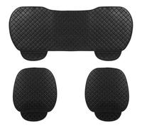 Fifth Gear 3pc Universal Front and Rear PU Leather Black Car Seat Cushion Cover Set Anti Slip Breathable Car Seat Pad Bamboo Charcoal Seat Protector Non Slip