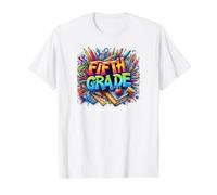 Fifth Grade First Day Back to School Colorful Elementary Value Graphic T-Shirt, Men, White, L