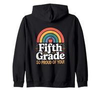Fifth Grade So Proud Of You Rainbow Graduation Zip Hoodie