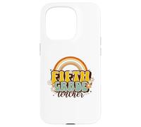 Fifth Grade Teacher Retro Rainbow Daisy Elementary Classroom Case for iPhone 15 Pro