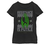 Fifth Sun Little, Big Star Trek: The Next Generation Resistance to Xmas Girls Short Sleeve Tee Shirt, Black, M