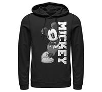 Fifth Sun Men's Mickey & Friends Retro Leaning Pull Over Hoodie, Black, XL
