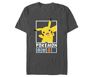 Fifth Sun Men's Pokemon Squares Team T-Shirt, Charcoal, XL