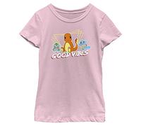 Fifth Sun Pokemon Good Vibes Starters Girls Short Sleeve Tee Shirt, Light Pink, M