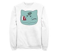 Fifth Sun Pokemon Men's Bulbasaur Face Pullover Crew Fleece, White, 3XL