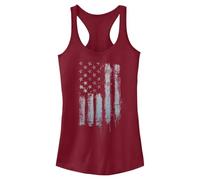 Fifth Sun Rustic Flag Women's Racerback Tank Top, Scarlet, S