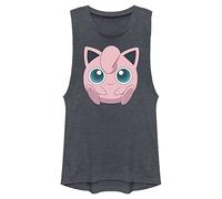 Fifth Sun Women's Jigglypuff Filled Face Shirt, Denim Blue Heather, Large