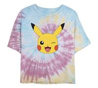 Fifth Sun Women's Pikachu Big Face T-Shirt, Blue/Pink/Ligth Yellow, Small