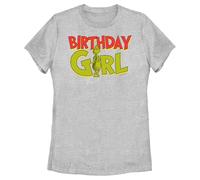 Fifth Sun Women's The Grinch Grinch Birthday Girl T-Shirt, Athletic Heather, M