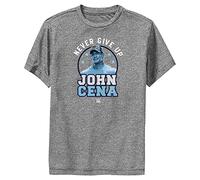 Fifth Sun WWE Cena Never Give Up Boys Short Sleeve Tee Shirt, Charcoal Heather, M