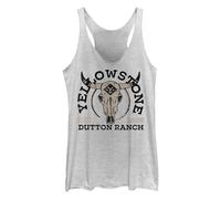Fifth Sun Yellowstone Women's Dutton Ranch Racerback Tank Top, White Heather, S