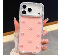 FIFTHAVE Bow Case for iPhone 16 Pro Mobile Phone Case Glitter, Cute Girl Protective Case iPhone 16 Pro Silicone Case Aesthetic Cute Soft TPU Diamond Women Shockproof Cover Pink