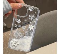 FIFTHAVE Case for iPhone 16 Pro Max Snowflake Pattern, Transparent Mobile Phone Case iPhone 16 Pro Max Silicone Case Winter Cute Aesthetic Design Protective Case Women Soft TPU Cover White Snowflake