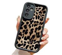 FIFTHAVE Case for Samsung Galaxy S24 Leopard Mobile Phone Case, Silicone Protective Case Brown Leopard Print Case Samsung Galaxy S24 Case Girls Aesthetic Soft TPU Cover for Women Black
