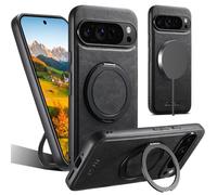 FIFTHAVE For Google Pixel 7 Magnetic Case with Stand PU Leather Mobile Phone Case Google Pixel 7 with Wireless Charging Protective Case Magnetic Mobile Phone Holder Shockproof Case Bumper Cover Black