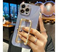 FIFTHAVE Glitter Mobile Phone Case iPhone 13 Pro Max Case with Diamond Stand Galvanised Protective Bling Silicone Case Aesthetic Soft TPU Bumper Shiny Cover for iPhone 13 Pro Max 6.7 Inch Purple