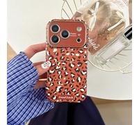 FIFTHAVE Leopard for iPhone 15 Case, Aesthetic TPU Mobile Phone Case iPhone 15 Leopard Print Protective Case for Women Girls Soft Silicone Camera Protection Shockproof Bumper Ultra Thin Cover Orange