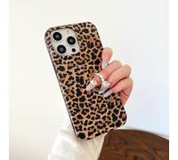 FIFTHAVE Mobile Phone Case Compatible with iPhone 14 Case with Ring Holder Stand Leopard Protective Case 6.1 Inch Diamond Stand Case iPhone 14 for Women Girls Cute Silicone Case Bumper Cover