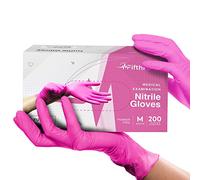 FifthPulse Fuchsia Hot Pink Nitrile Disposable Gloves - 200 Count - 3 Mil Nitrile Medium - Powder and Latex Free Rubber Gloves - Surgical Medical Exam Glove - Food Safe Cooking Glove