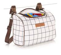 FifthStart Multipurpose Peg Bag - Heavy Duty & Waterproof - Peg Basket - Shoulder Strap, Waist Belt & Washing Line Clips -Versatile Clothes Peg Bag - Holds 300 Pegs (Solid Base, Brown Check)