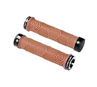 FIFTY-FIFTY Double Lock-On Mountain Bike Grips, Bicycle Handlebar Locking Grips, Non-Slip MTB Handle (Brown)
