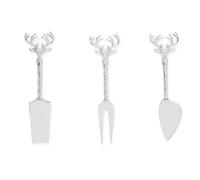 Fifty Five South 3Pc Cheese Knife Set, Stag Head Detailed Knife Set for Christmas Dinner, Traditional Decorated Knife Set