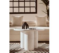 Fifty Five South Coffee Table Walsa Pillar Base Solid Mango Wood Whitewash