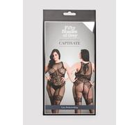 Fifty Shades of Grey Captivate Plus Size Black Lace Crotchless Bodystocking - One Size Queen - Black Black