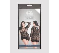 Fifty Shades of Grey Captivate Plus Size Black Lace Long Sleeve Mini Dress - One Size Queen - Black Black