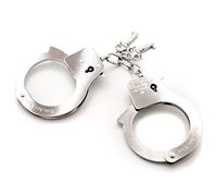 Fifty Shades of Grey You are Mine Metal Adjustable Handcuffs - Lockable Handcuffs with 2 Keys & Quick Release - Sexy Adult Games for Adults - with Satin Storage Bag - Silver