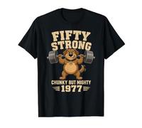 Fifty Strong Chunky But Mighty 1977 Fun Weightlifting Dog Value Graphic T-Shirt, Men, Black, M