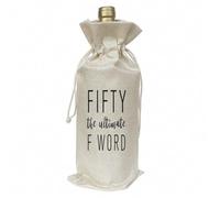 "Fifty The Ultimate F Word" 50th Birthday Gifts for Women Men 50th Birthday Bottle Bag 50 Year Old Wine Gifts for Mum Funny Bottle Bag