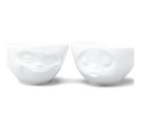 FIFTYEIGHT PRODUCTS Cups/Medium Bowls Set No. 1 "Grinning & Kissing (Porcelain, 200 ml, White, Made in Germany)