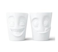 FIFTYEIGHT PRODUCTS Mugs/Mug Set No. 3 Without Handle Witzig & Decker (Porcelain, 2 x 350 ml, White, Made in Germany)