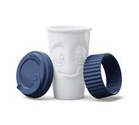 FIFTYEIGHT PRODUCTS Porcelain Mug To Go 'Delicious', 400 ml, Navy Blue, Made in Germany