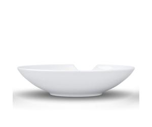 FIFTYEIGHT PRODUCTS TASSEN Porcelain Small Deep Plates With Bite Mark, 7.1 Inch, White (Set of 2 Plates)