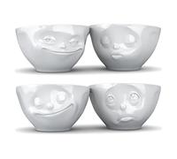 Fiftyeight TV Cups Bowls Set of 4 Grin, Kiss, Happy, OchBitte Bowl, Porcelain, White, 200 ml