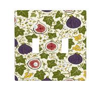 Fig Double Light Switch Cover Plate, Botanical Vintage Flower Vine Summer Green Plastic Standard Size Decorative Wall Plates for New Apartment Home Bedroom Office Decor