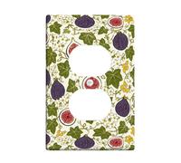 Fig Duplex Outlet Covers Wall Plate, Botanical Vintage Flower Vine Summer Green Plastic Standard Size Decorative Receptacle Outlet Covers for New Apartment Home Bedroom Office Decor