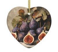 Fig Heart-Shaped Ceramic Pendant Printed Ceramic Pendant Suitable for Hanging on windowsills or fireplaces