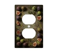 Fig Kitchen Duplex Outlet Covers Wall Plate, Autumn Natural Leaf Vine Autumn Green Plastic Standard Size Decorative Receptacle Outlet Covers for Home Living Room New Apartment Decor