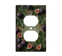 Fig Kitchen Duplex Outlet Covers Wall Plate, Rustic Natural Leaf Vine Fall Green Plastic Standard Size Wall Plates for Electrical Outlets for Living Room Bedroom Home Office Decor